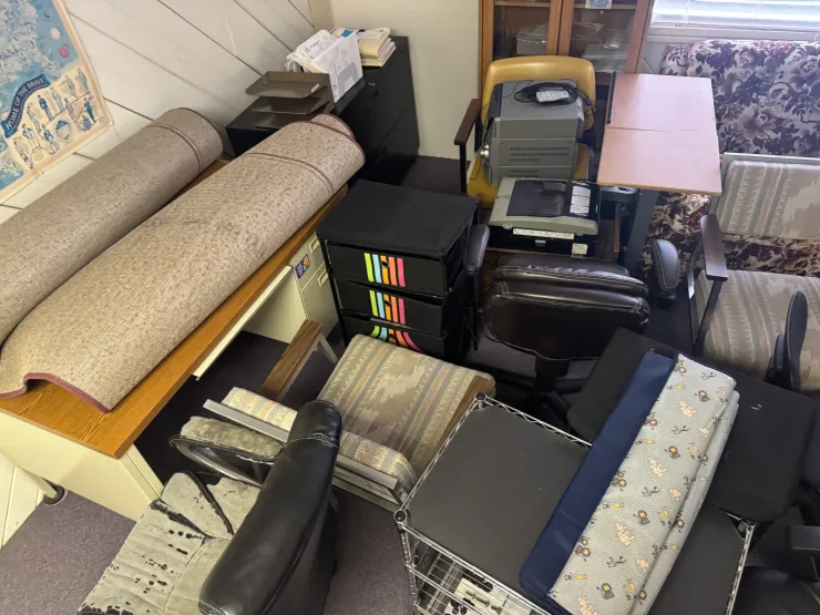 Office chairs and furniture ready for removal